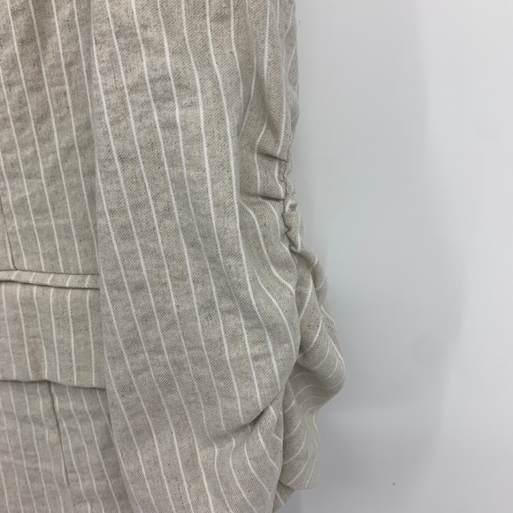 89th & Madison womens XL jacket‎ stripes one button ruched sleeves linen blend - Picture 2 of 7